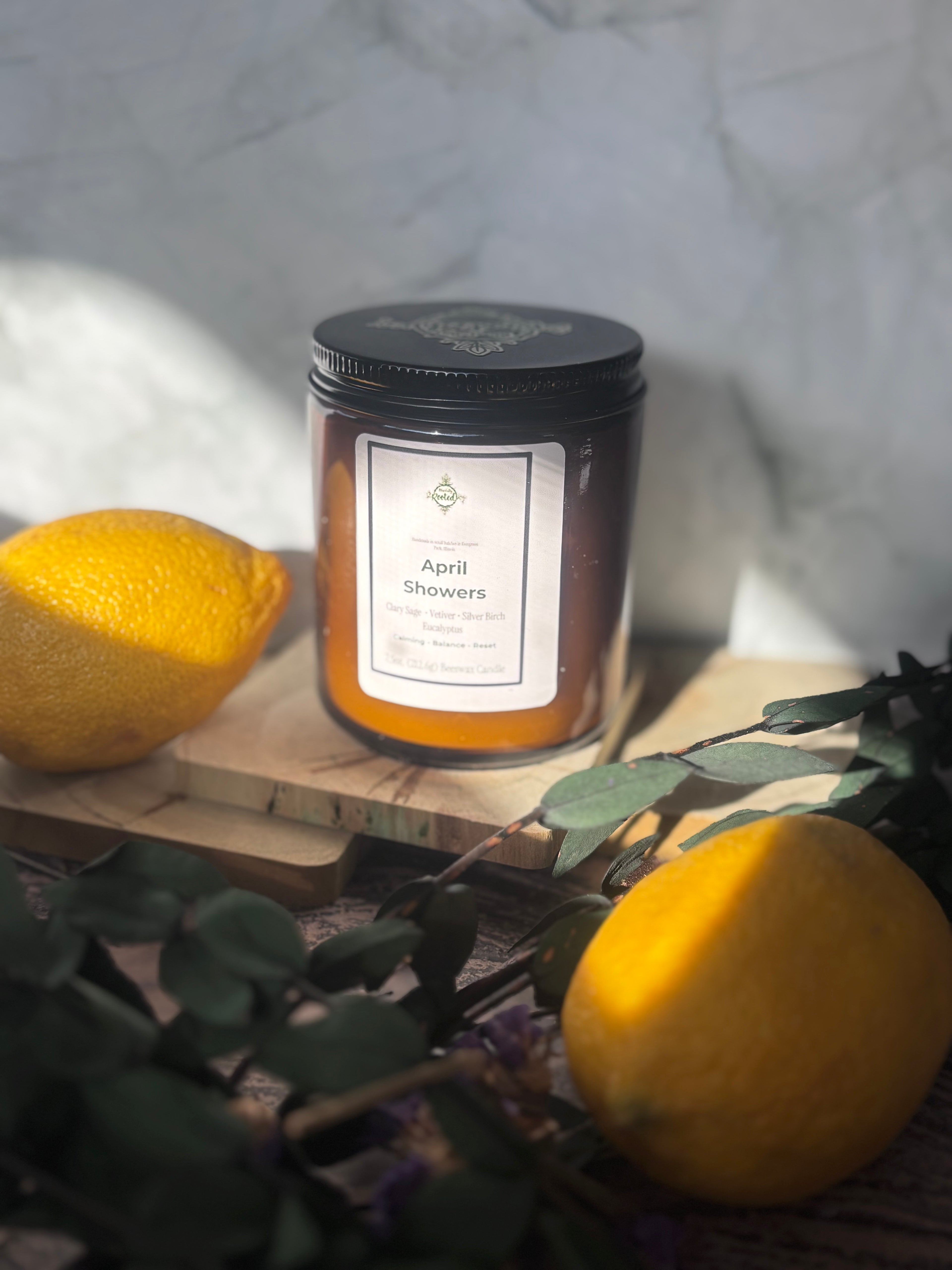 April Showers Beeswax Candle for Anxiety & Hormone Balance