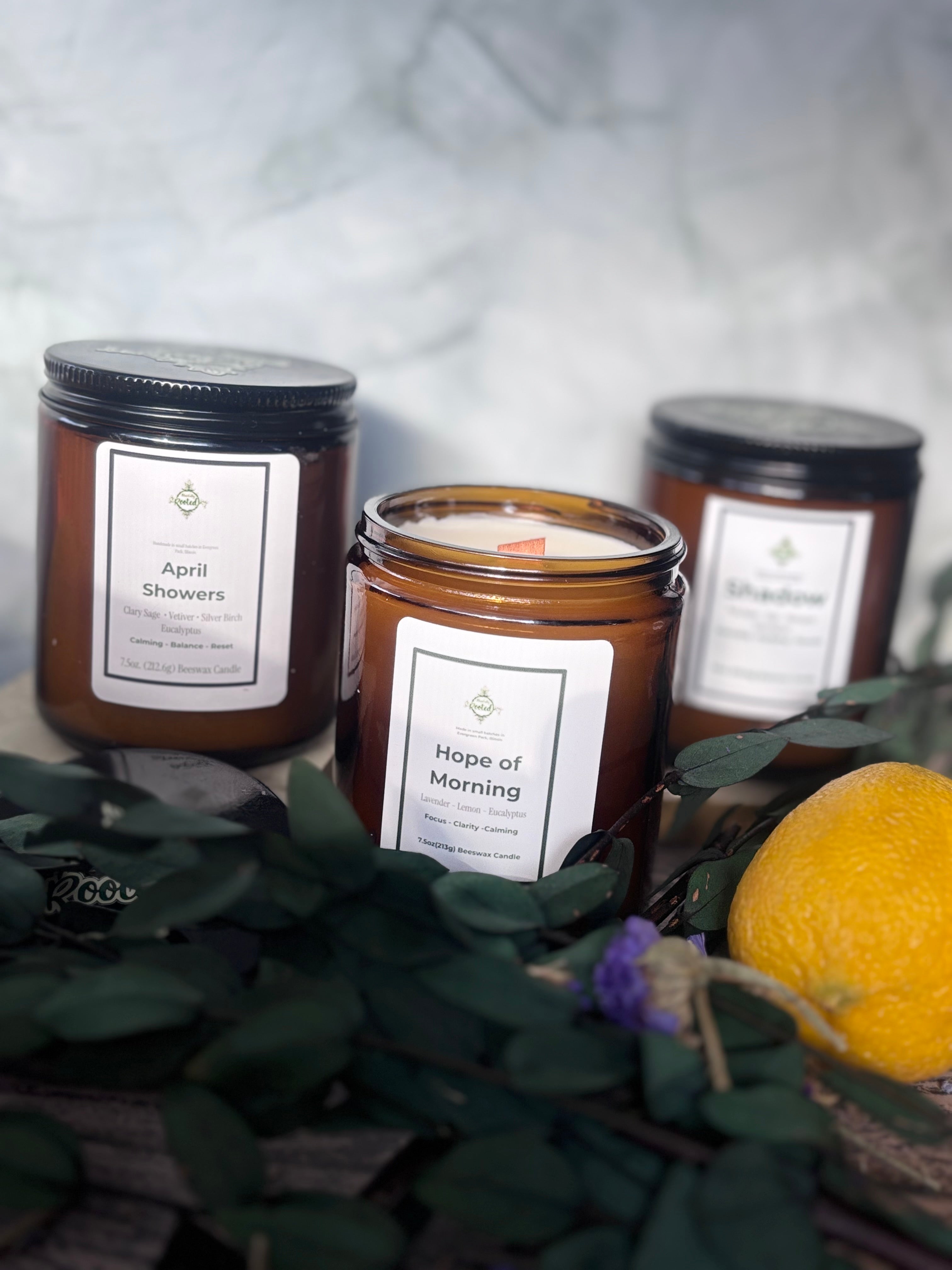 April Showers Beeswax Candle for Anxiety & Hormone Balance