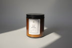 Candle labeled 'April Showers' on a neutral background.