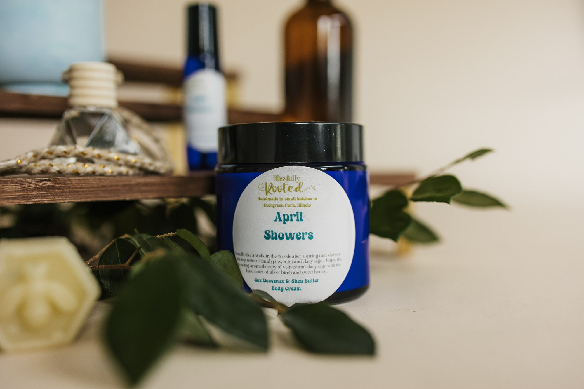 April Showers - Whipped Body Cream - 4oz - Eucalyptus, Clary Sage, Vetiver