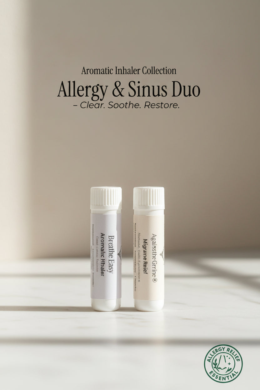 Allergy & Sinus Duo aromatic nasal inhalers with Breathe Easy and Against the Graine by Blissfully Rooted