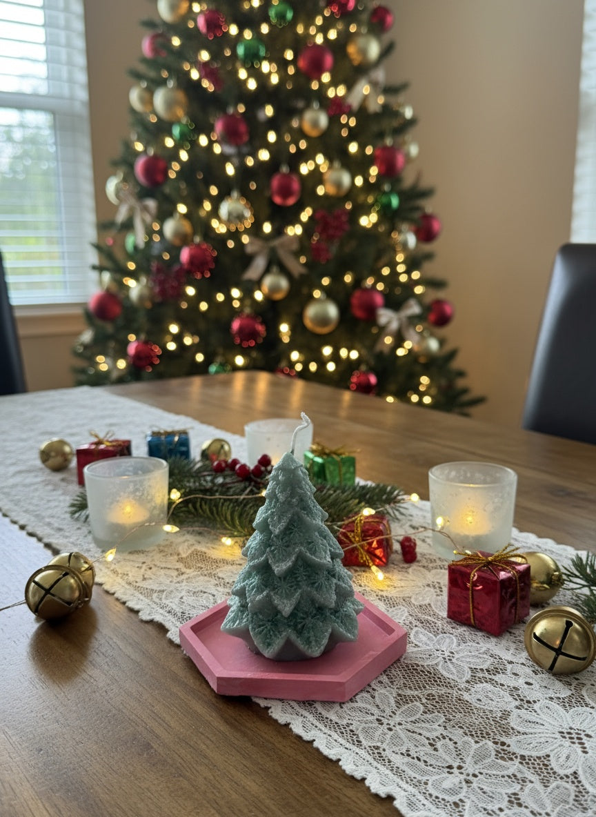 Christmas Tree Farm Pillar and Tray Set