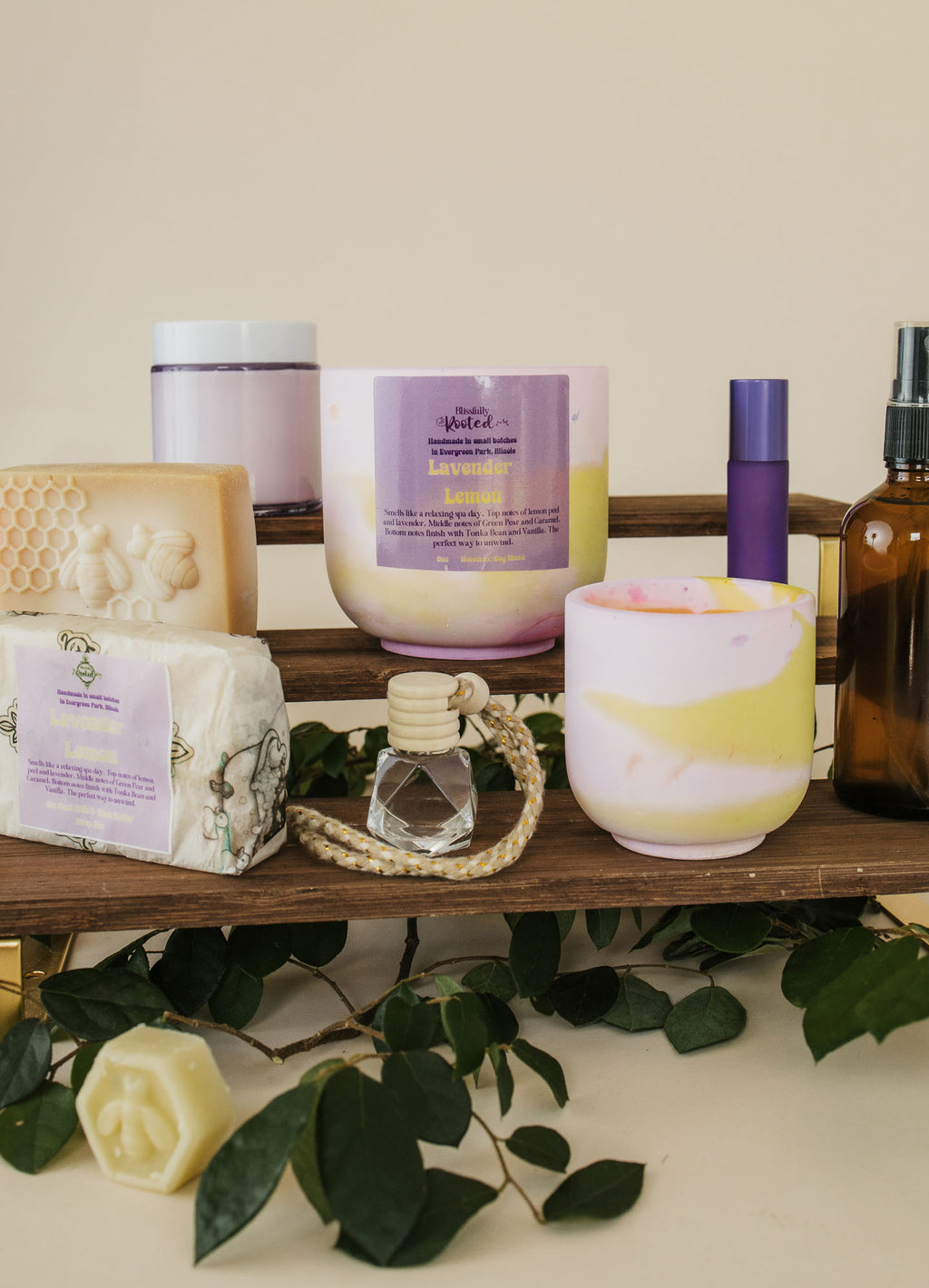 Lavender Lemon Beeswax Candle – Clean Burn, Pure Essential Oils – Calms Stress & Brightens Mood