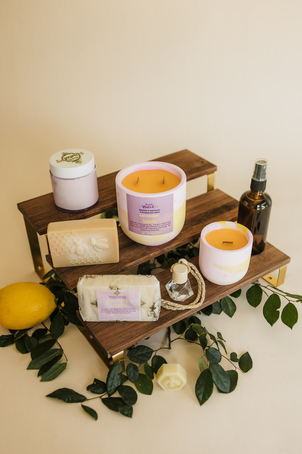 Lavender Lemon Beeswax Candle – Clean Burn, Pure Essential Oils – Calms Stress & Brightens Mood