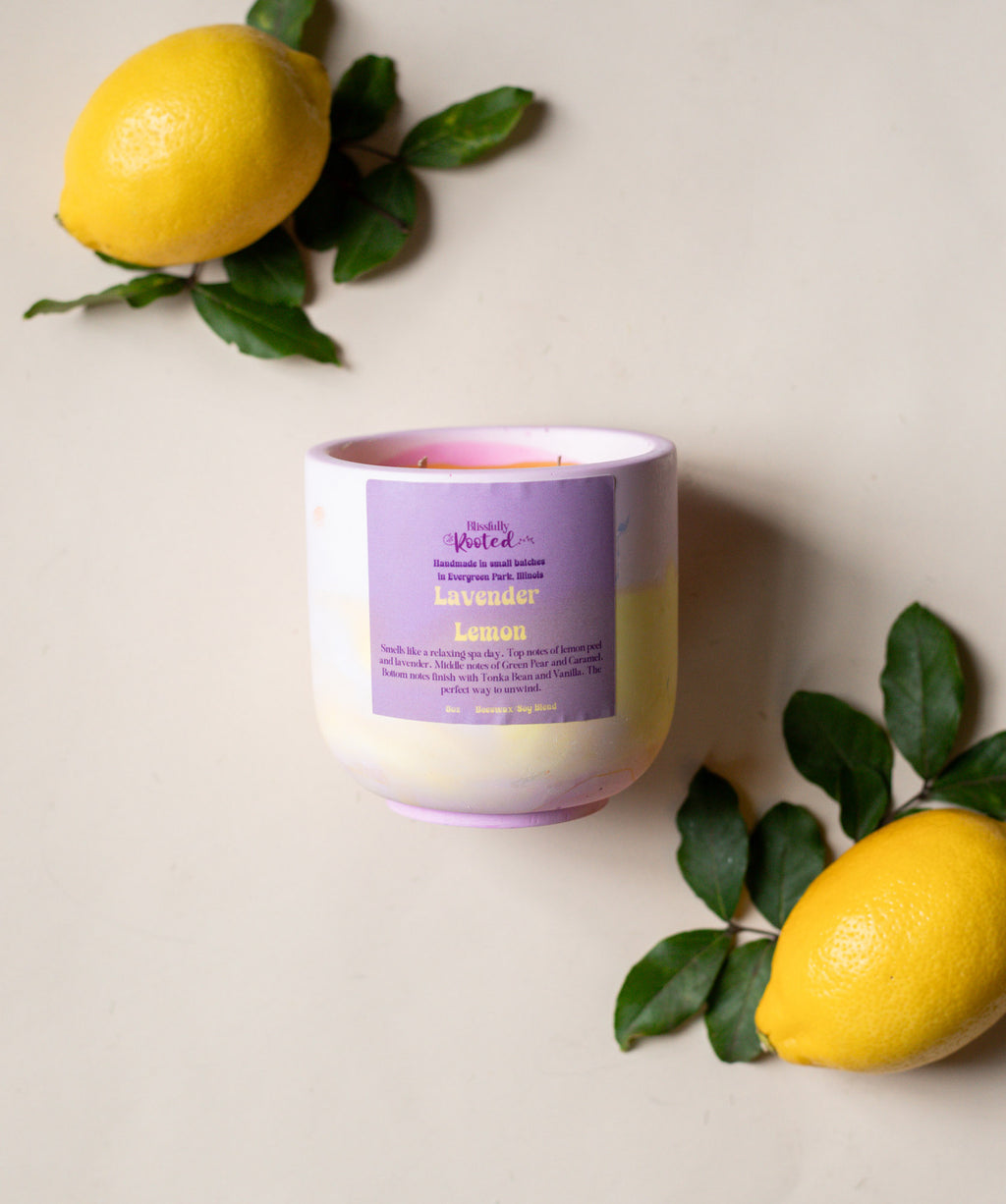 Lavender Lemon Beeswax Candle – Clean Burn, Pure Essential Oils – Calms Stress & Brightens Mood