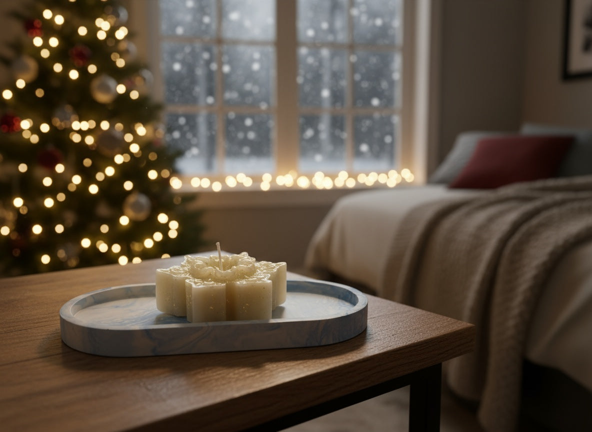 Christmas on the Coast Snowflake Pillar and Tray Set