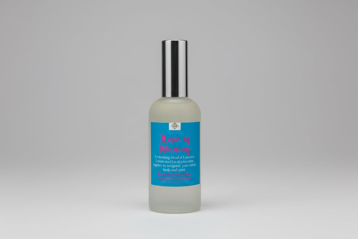 Bottle with a blue label on a white background.