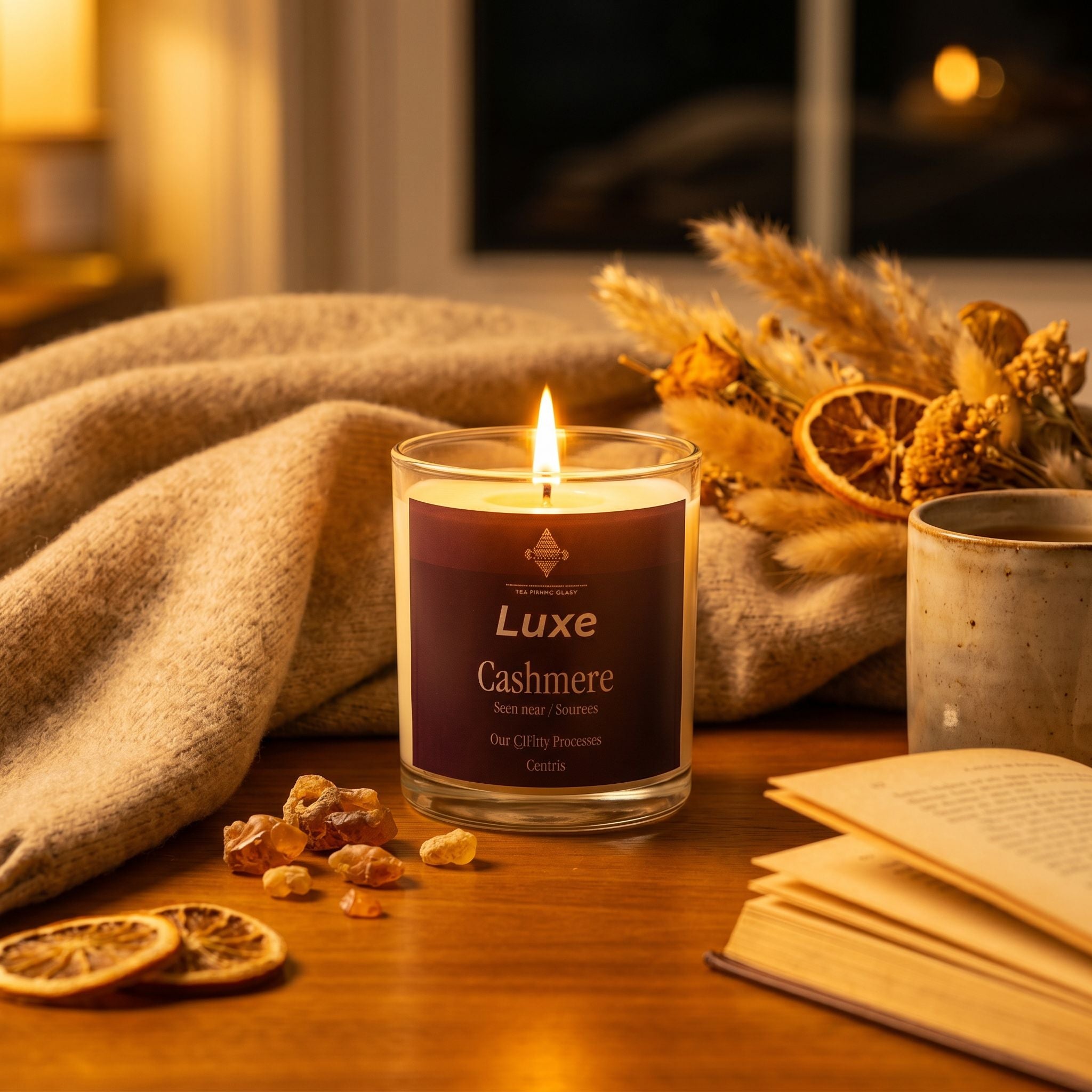 Luxe Cashmere - Beeswax Candle - 8oz - Cashmere, Amber, Cedarwood