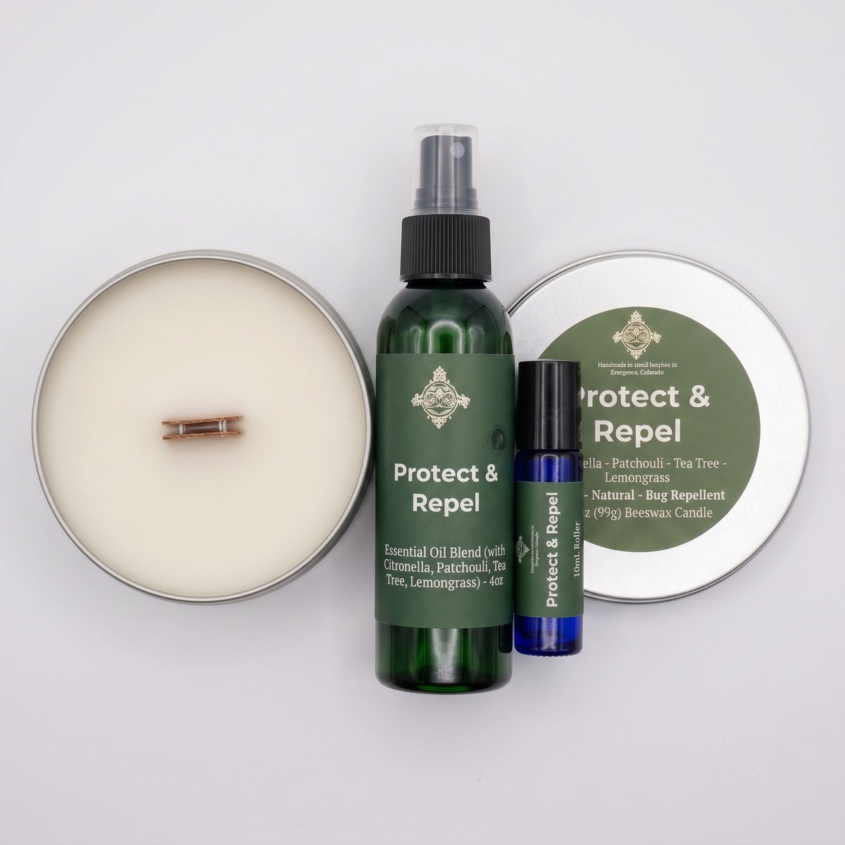 Protect & Repel Beeswax Candle Tin – 3.5oz, Wood Wick, DEET-Free